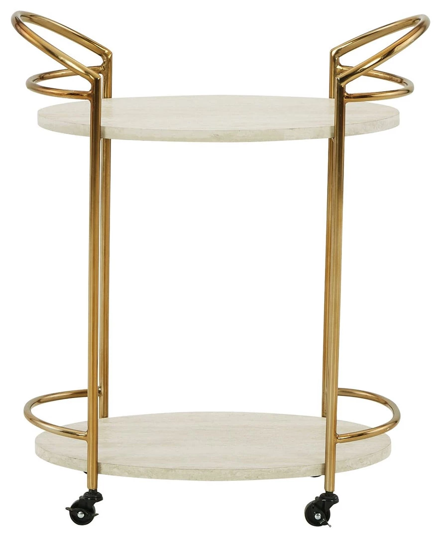 Signature Design By Ashley® Tarica - Cream/gold Finish - Bar Cart 5 Signature Design By Ashley® Tarica - Cream/gold Finish - Bar Cart