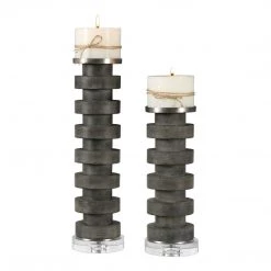 Uttermost Karun Concrete Candleholders S/2 Table Decor