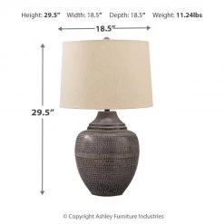 Ashley Furniture Accessories Olinger - Brown - Metal Table Lamp (1/cn)