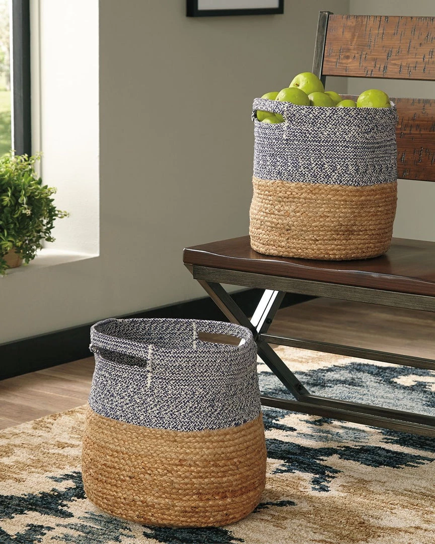 Ashley Furniture Parrish - Natural/blue - Basket Set (2/cn) Accessories 4 Ashley Furniture Parrish - Natural/blue - Basket Set (2/cn) Accessories