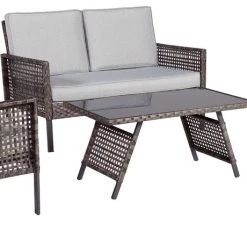 Ashley Furniture Outdoor Sets Lainey - Two-tone Gray - Love/chairs/table Set (4/cn)