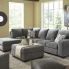 Benchcraft® Dalhart - Charcoal - 4 Pc. - Left Arm Facing Chaise Sectional, Rocker Recliner, Ottoman Living Room Sets