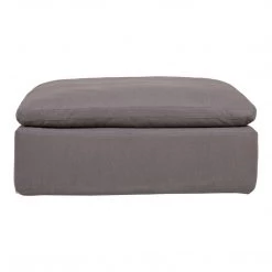 Moe's Home Collection Clay Ottoman Livesmart Fabric Light Grey