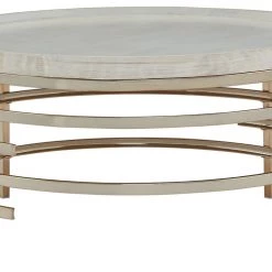 Signature Design By Ashley® Montiflyn - White/gold Finish - Round Cocktail Table Tables