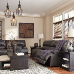 Signature Design By Ashley® Reclining Furniture McCaskill - Contrast - 2 Seat Reclining Power Sofa, Double Reclining Power Loveseat With Console, Wide Seat Power Recliner