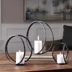 Table Decor Uttermost Pina Curved Metal Candleholders S/3