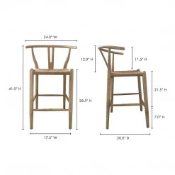 Moe's Home Collection Ventana Barstool Natural Stools 12 Moe's Home Collection Ventana Barstool Natural Stools