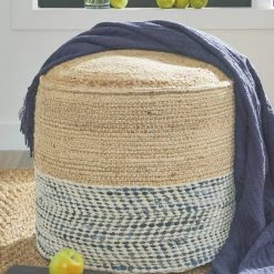 Ashley Furniture Matson - Natural/blue - Pouf