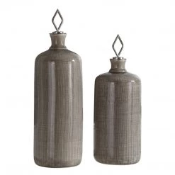 Table Decor Uttermost Dhara Taupe Glaze Bottles, S/2