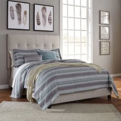 Signature Design By Ashley® Culverbach - Gray - 5 Pc. - Dresser, Mirror, Queen Upholstered Bed, 2 Nightstands Bedroom Sets