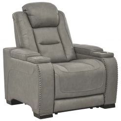 Ashley Furniture The Man-den - Gray - Pwr Recliner/adj Headrest