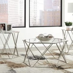 Ashley Furniture Madanere - Chrome Finish - Occasional Table Set (3/cn) Tables 6 Ashley Furniture Madanere - Chrome Finish - Occasional Table Set (3/cn) Tables