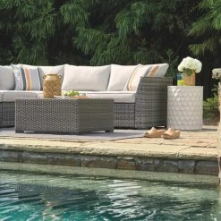 Ashley Furniture Cherry - Gray - Loveseatsec/otto/tbl Set(4/cn)