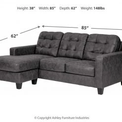 Ashley Furniture Venaldi - Gunmetal - Sofa Chaise