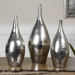 Table Decor Uttermost Rajata Silver Vases S/3