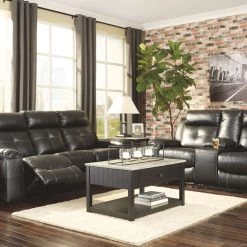 Ashley Furniture Kempten - Black - Reclining Sofa