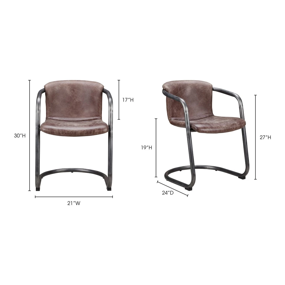 Moe's Home Collection Chairs Freeman Dining Chair Grazed Brown Leather-m2 4 Moe's Home Collection Chairs Freeman Dining Chair Grazed Brown Leather-m2