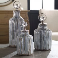 Table Decor Uttermost Mathias Grey-Blue Vessels, S/3