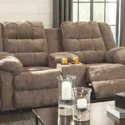 Ashley Furniture Workhorse - Cocoa - Dbl Rec Loveseat W/console