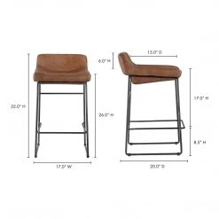 Moe's Home Collection Stools Starlet Counter Stool Open Road Brown Leather-m2