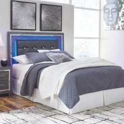 Signature Design By Ashley® Lodanna - Gray - Upholstered Panel Headboard With Bolt On Bed Frame