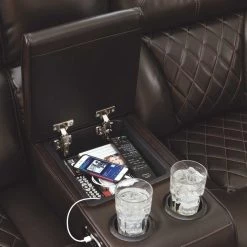 Signature Design By Ashley® Warnerton - Chocolate - Left Arm Facing Power Loveseat 3 Pc Sectional