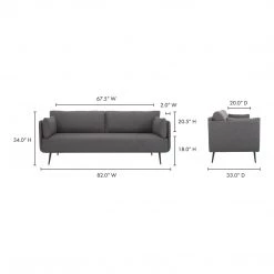Moe's Home Collection Rodrigo Sofa Anthracite Sofas