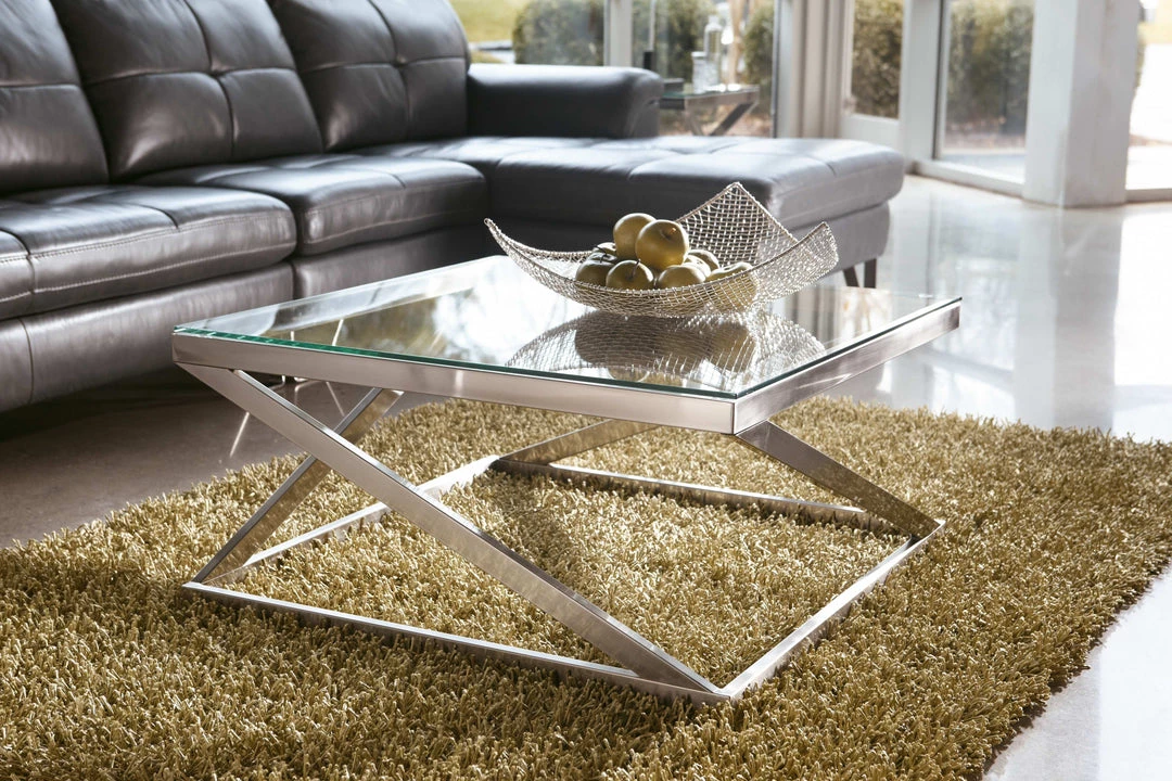 Ashley Furniture Tables Coylin - Brushed Nickel Finish - Square Cocktail Table 4 Ashley Furniture Tables Coylin - Brushed Nickel Finish - Square Cocktail Table