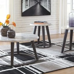 Ashley Furniture Luvoni - White/dark Charcoal Gray - Occasional Table Set (3/cn)