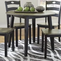Ashley Furniture Froshburg - Black - Round Drm Drop Leaf Table Tables