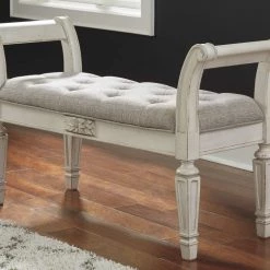 Ashley Furniture Realyn - Antique White - Accent Bench Benches