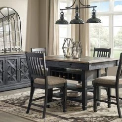 Signature Design By Ashley® Dining Room Sets Tyler Creek - Black/Gray - Rectangular Dining Room Counter Table, 4 Upholstered Barstools