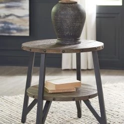 Ashley Furniture Tables Haffenburg - Medium Brown - Round End Table