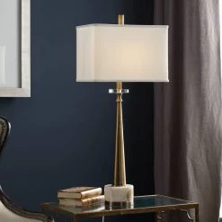 Accessories Uttermost Verner Tapered Brass Table Lamp