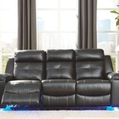 Ashley Furniture Kempten - Black - Reclining Sofa