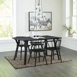 Signature Design By Ashley® Otaska - Black - 5 Pc. - Rectangular Dining Room Table, 4 Side Chairs Dining Room Sets