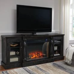 Ashley Furniture TV Stands Mallacar - Black - Xl Tv Stand W/fireplace Option