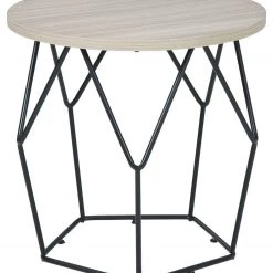Ashley Furniture Waylowe - Light Brown/black - Round End Table