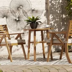 Ashley Furniture Vallerie - Brown - Chairs W/cush/table Set (3/cn) Outdoor Sets