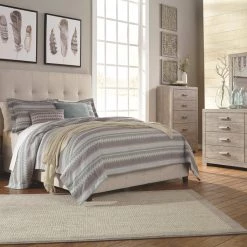 Signature Design By Ashley® Culverbach - Gray - 5 Pc. - Dresser, Mirror, Queen Upholstered Bed, 2 Nightstands Bedroom Sets