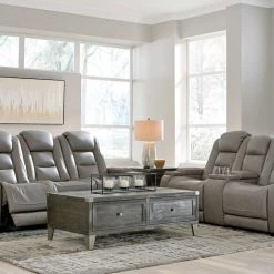 Signature Design By Ashley® Living Room Sets The Man-den - Gray - 2 Pc. - Power Sofa, Loveseat