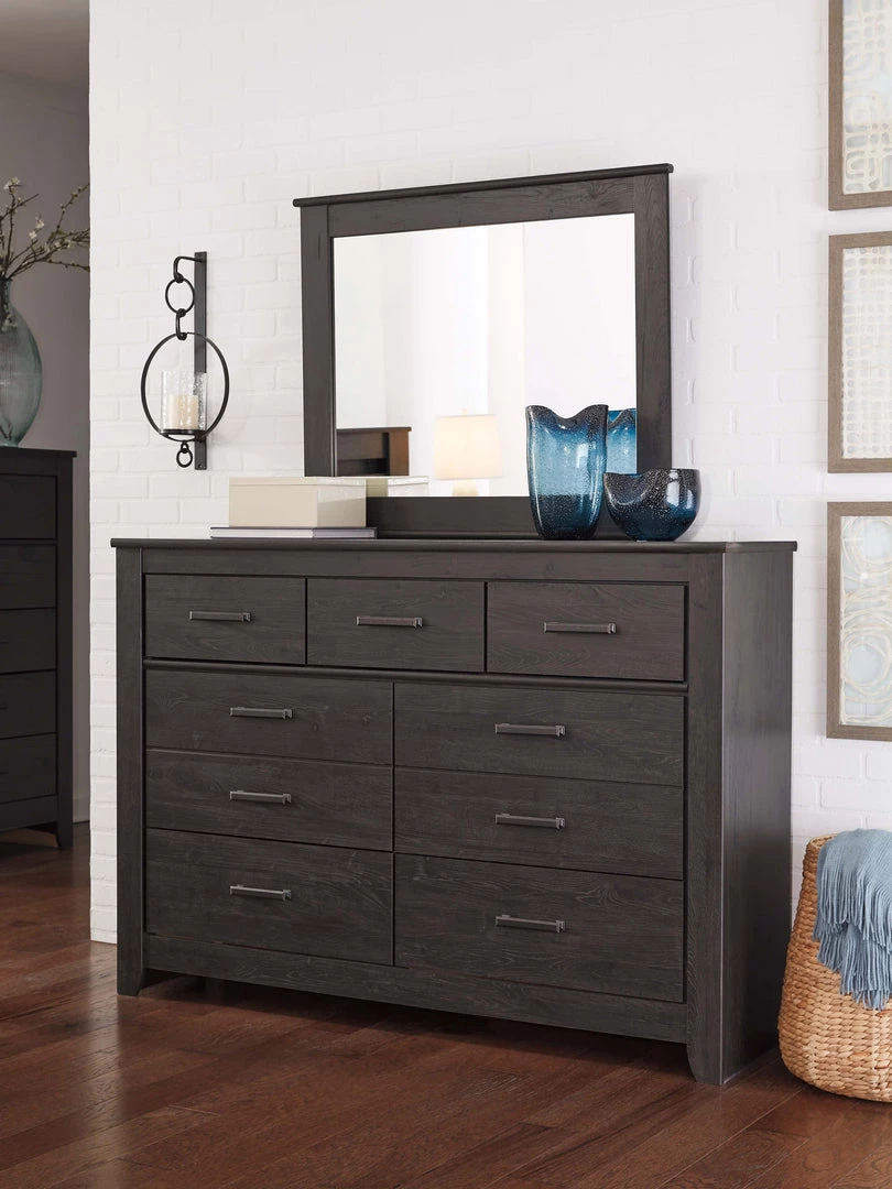 Signature Design By Ashley® Brinxton - Charcoal - Dresser, Mirror, Panel Headboard 4 Signature Design By Ashley® Brinxton - Charcoal - Dresser, Mirror, Panel Headboard