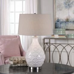 Accessories Uttermost Camellia Glossed White Table Lamp