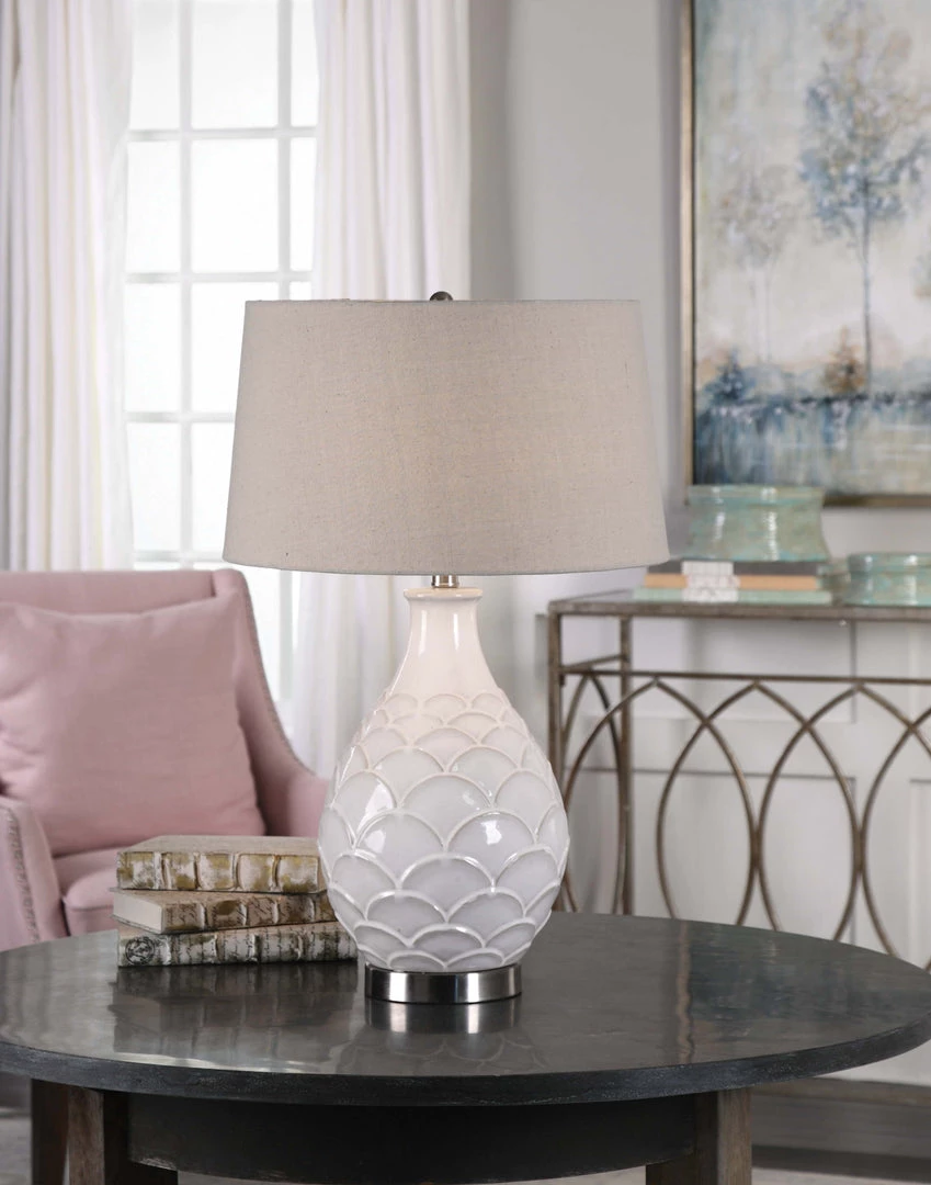 Accessories Uttermost Camellia Glossed White Table Lamp 4 Accessories Uttermost Camellia Glossed White Table Lamp