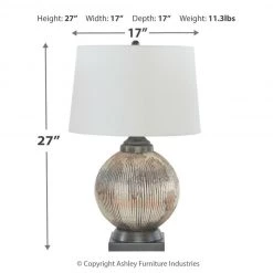 Ashley Furniture Cailan - Silver/bronze Finish - Glass Table Lamp (1/cn) Accessories