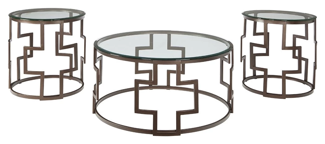 Ashley Furniture Frostine - Dark Bronze Finish - Occasional Table Set (3/cn) Tables 3 Ashley Furniture Frostine - Dark Bronze Finish - Occasional Table Set (3/cn) Tables
