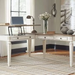 Signature Design By Ashley® Realyn - White/brown - L Shaped Desk With Lift Top Desks
