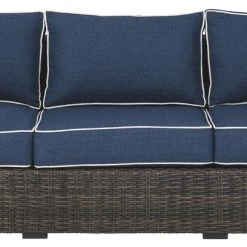 Ashley Furniture Sofas Grasson - Brown/blue - Sofa With Cushion