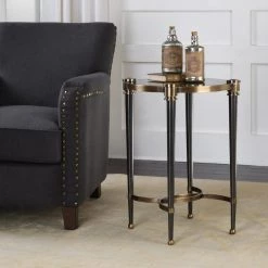 Uttermost Thora Brushed Black Accent Table Tables