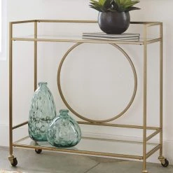 Ashley Furniture Bars & Bar Carts Jackford - Antique Gold Finish - Bar Cart